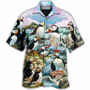 Penguin Animals Penguins On The Coast And Blue Sky - Hawaiian Shirt - Owl Ohh - Owl Ohh