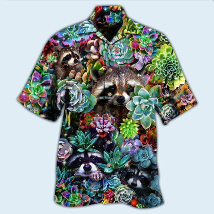 Raccoon Animals Succulent - Hawaiian Shirt - Owl Ohh - Owl Ohh