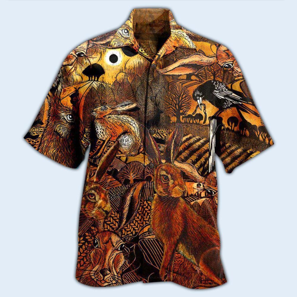 Animals Spooky Hares On The Fields - Hawaiian Shirt - Owl Ohh - Owl Ohh