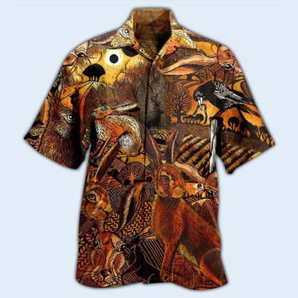 Animals Spooky Hares On The Fields - Hawaiian Shirt - Owl Ohh - Owl Ohh