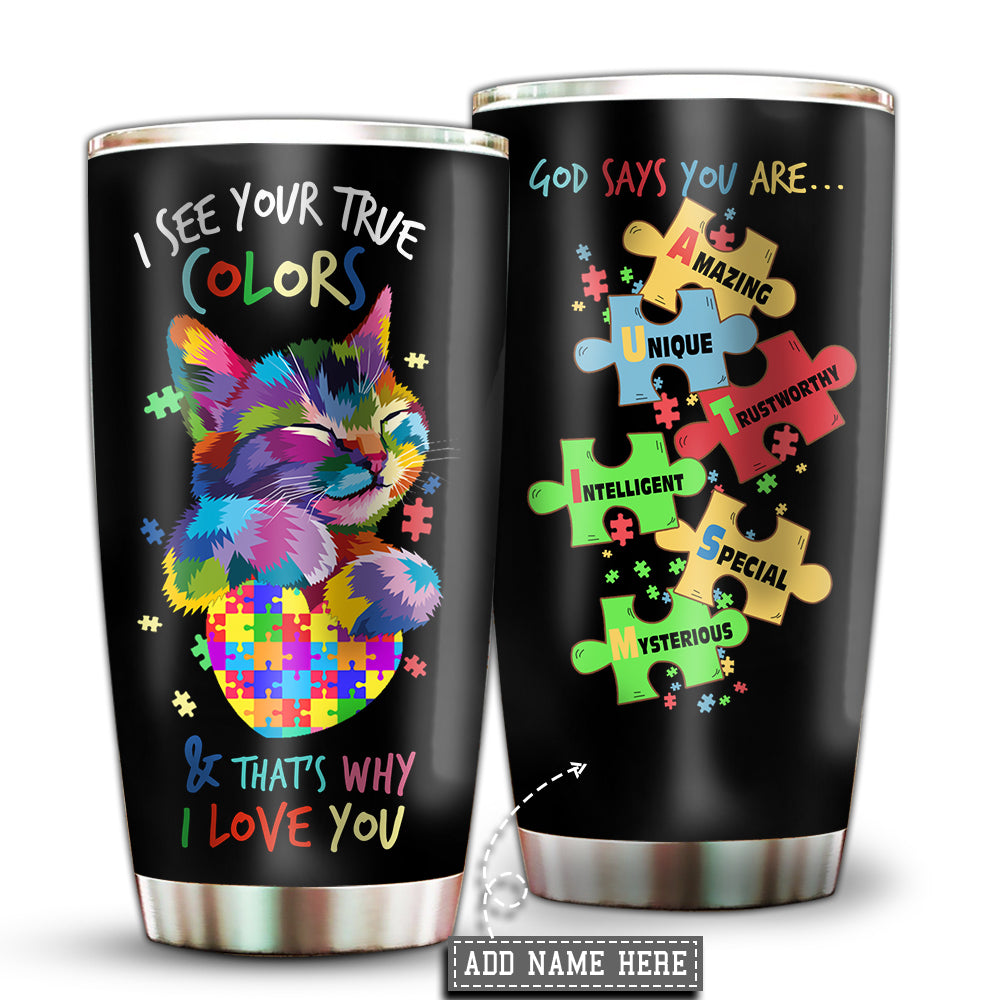 Autism Awareness I See Your True Colors Personalized - Tumbler - Owl Ohh - Owl Ohh