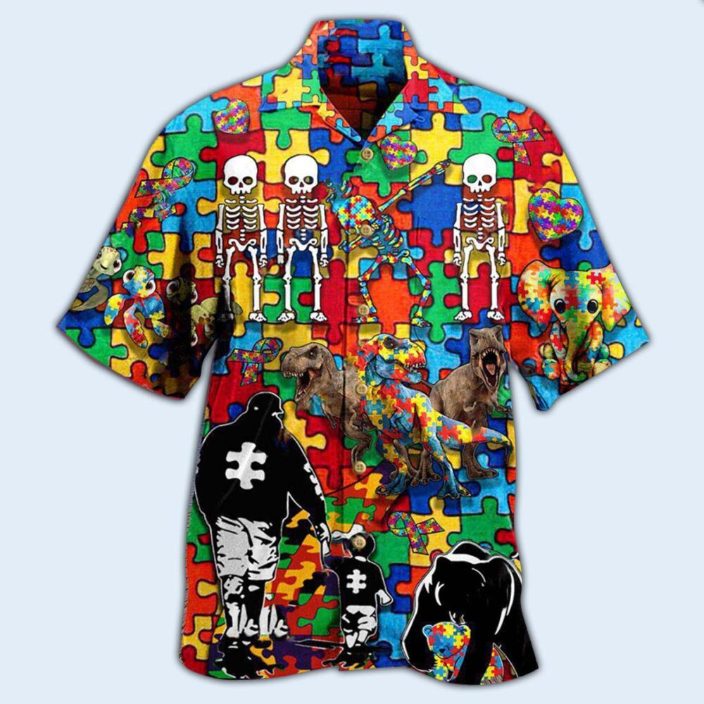 Autism Awareness It's OK To Be Different Dad And Son - Hawaiian Shirt - Owl Ohh - Owl Ohh