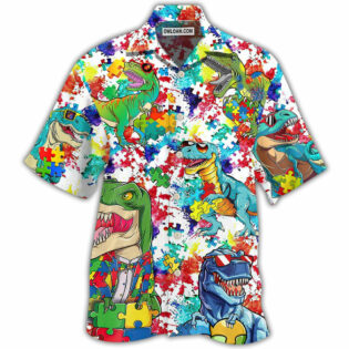 Autism Dinosaur Mix Color - Hawaiian Shirt - Owl Ohh - Owl Ohh