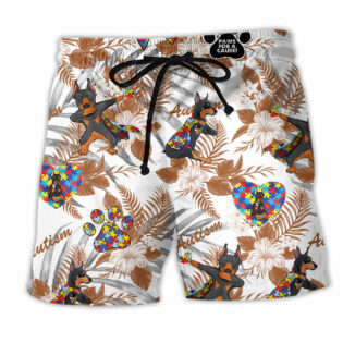 Autism Doberman Tropical Floral - Beach Short - Owl Ohh - Owl Ohh
