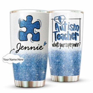 Autism Teacher In Blue Personalized - Tumbler - Owl Ohh - Owl Ohh