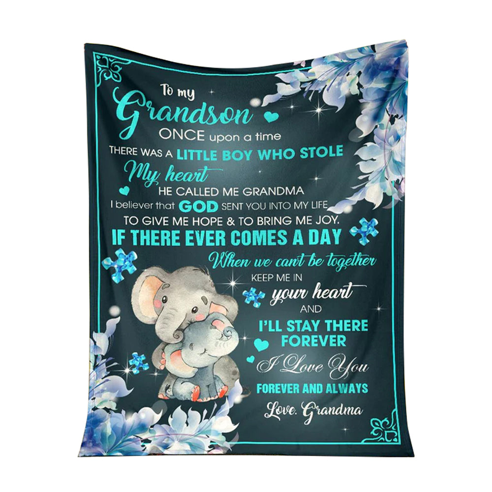 Autism To My Grandson Autism Awareness Elephant - Flannel Blanket - Owl Ohh - Owl Ohh