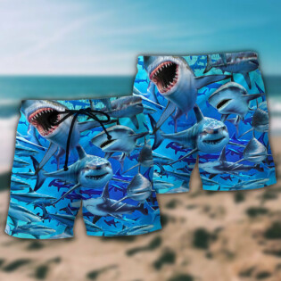 Shark Awesome Love It Love Ocean Shark Blue Ocean - Beach Short - Owl Ohh - Owl Ohh