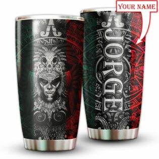 Aztec Mexico Green And Red Personalized - Tumbler - Owl Ohh - Owl Ohh