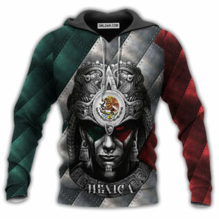 Aztec Warrior Mexico With Red And Blue - Hoodie - Owl Ohh - Owl Ohh