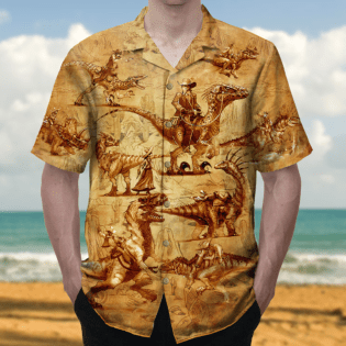 Cowboy Dinosaur Love Life Love Cool - Hawaiian Shirt - Owl Ohh - Owl Ohh