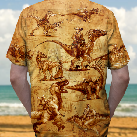 Cowboy Dinosaur Love Life Love Cool - Hawaiian Shirt - Owl Ohh - Owl Ohh