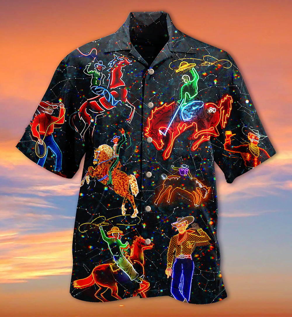 Cowboy Neon Love Life Love Cool - Hawaiian Shirt - Owl Ohh - Owl Ohh