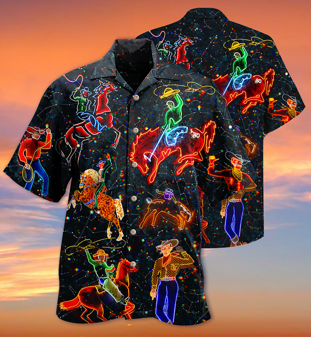 Cowboy Neon Love Life Love Cool - Hawaiian Shirt - Owl Ohh - Owl Ohh