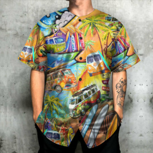 Hippie Bus Hippie Beach Vibe - Baseball Jersey - Owl Ohh - Owl Ohh