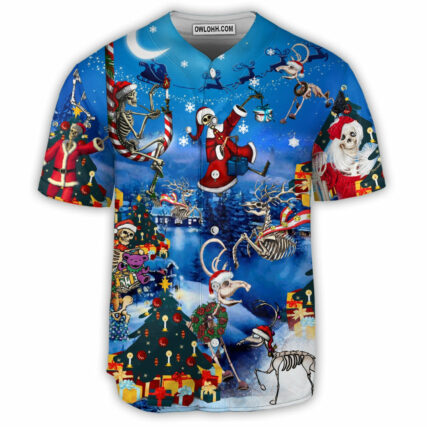Christmas And Skull Merry Xmas - Baseball Jersey - Owl Ohh - Owl Ohh