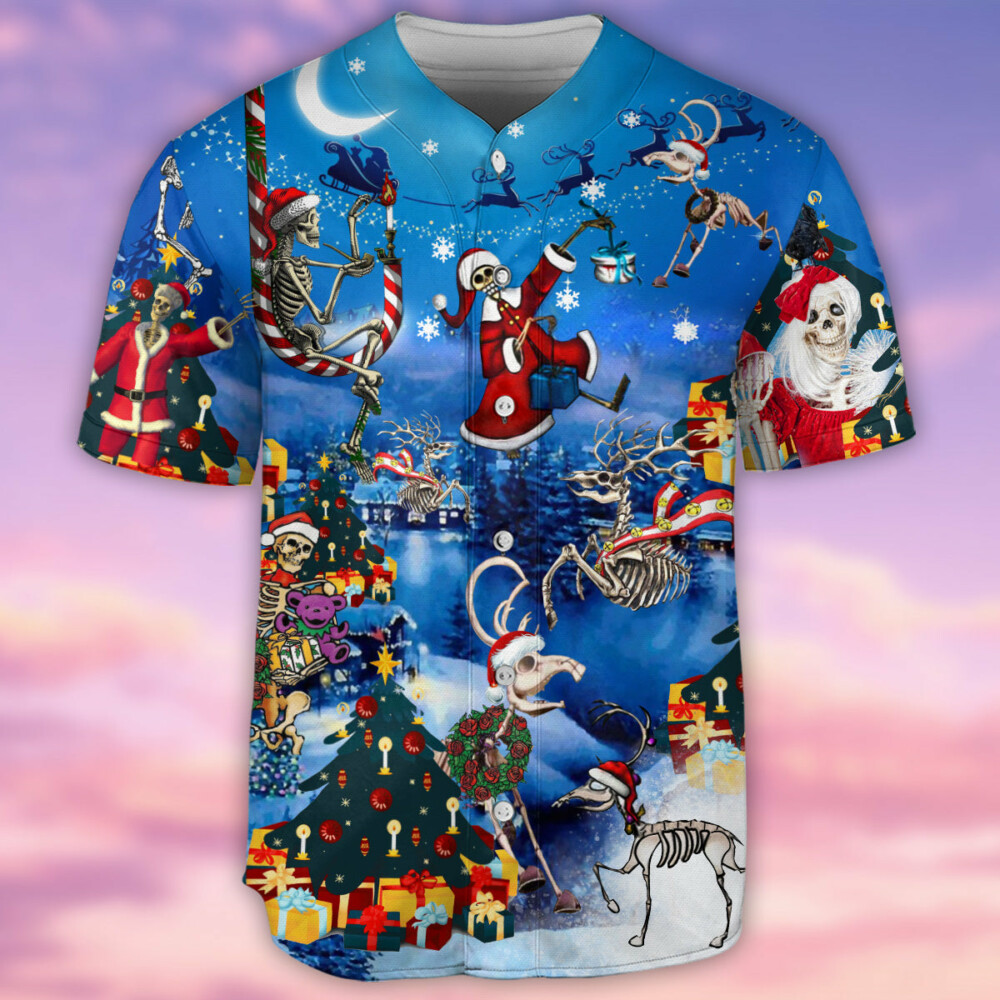 Christmas And Skull Merry Xmas - Baseball Jersey - Owl Ohh - Owl Ohh
