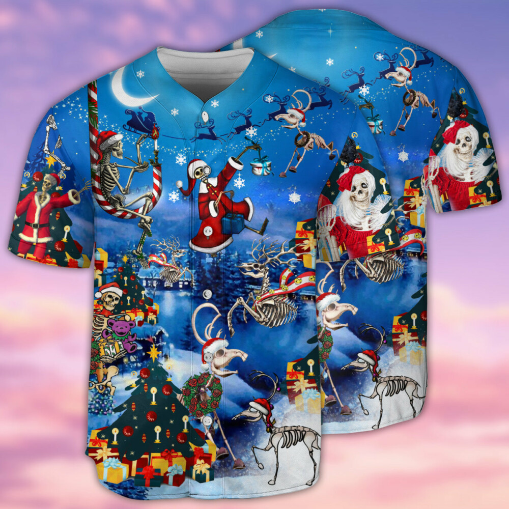 Christmas And Skull Merry Xmas - Baseball Jersey - Owl Ohh - Owl Ohh