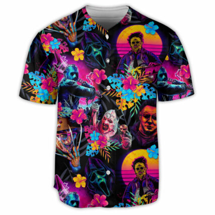 Halloween All Horror Movie Retro Tropical Style - Baseball Jersey - Owl Ohh-Owl Ohh