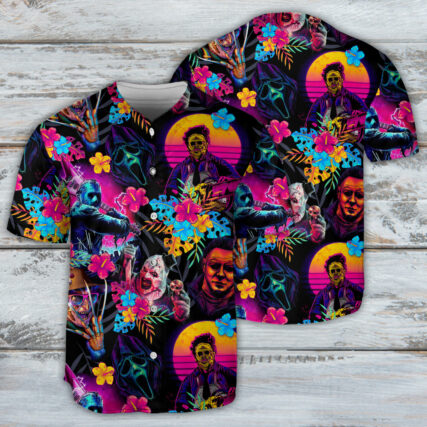 Halloween All Horror Movie Retro Tropical Style - Baseball Jersey - Owl Ohh-Owl Ohh
