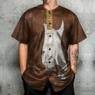 Guitar Leather Style Vintage Music Lover - Baseball Jersey - Owl Ohh - Owl Ohh