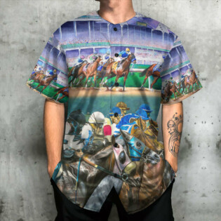 Horse Racing Art Horse Lover - Baseball Jersey - Owl Ohh - Owl Ohh