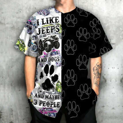 Jeep I Like Jeeps And Dogs - Baseball Jersey - Owl Ohh - Owl Ohh