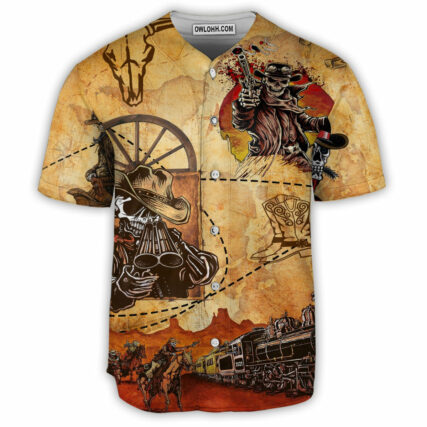 Cowboy Skull Love Life - Baseball Jersey - Owl Ohh - Owl Ohh