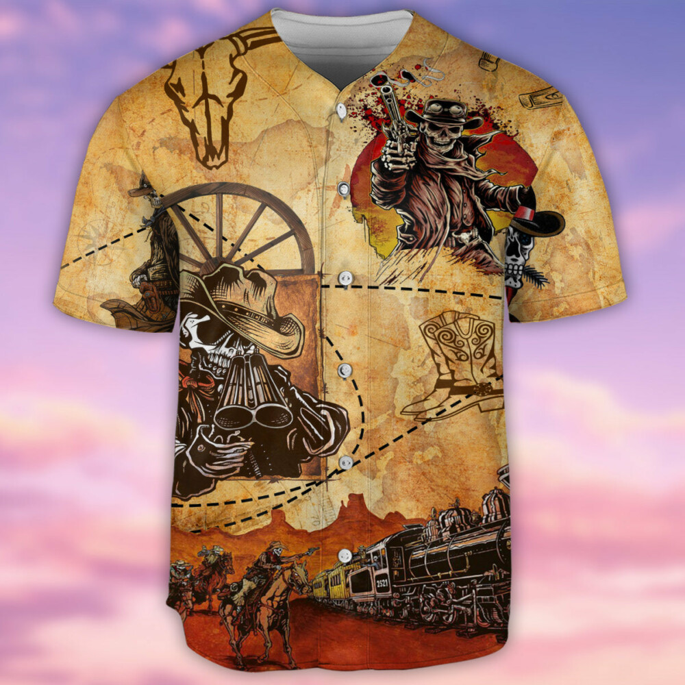 Cowboy Skull Love Life - Baseball Jersey - Owl Ohh - Owl Ohh