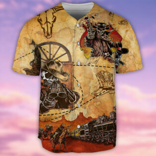 Cowboy Skull Love Life - Baseball Jersey - Owl Ohh - Owl Ohh