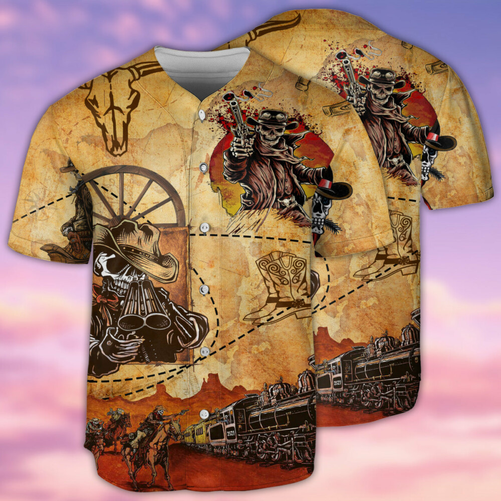 Cowboy Skull Love Life - Baseball Jersey - Owl Ohh - Owl Ohh