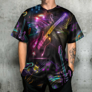 Guitar Neon Music Lover - Baseball Jersey - Owl Ohh - Owl Ohh