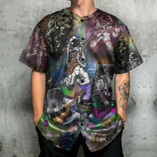 Guitar Galaxy Funny Astronaut Music Lover - Baseball Jersey - Owl Ohh - Owl Ohh