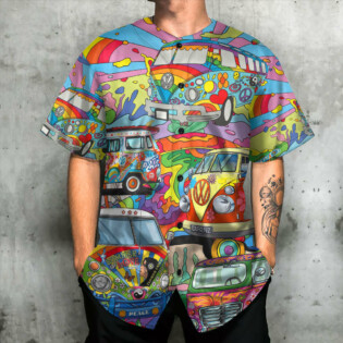 Hippie Bus Art Freeway Life - Baseball Jersey - Owl Ohh - Owl Ohh