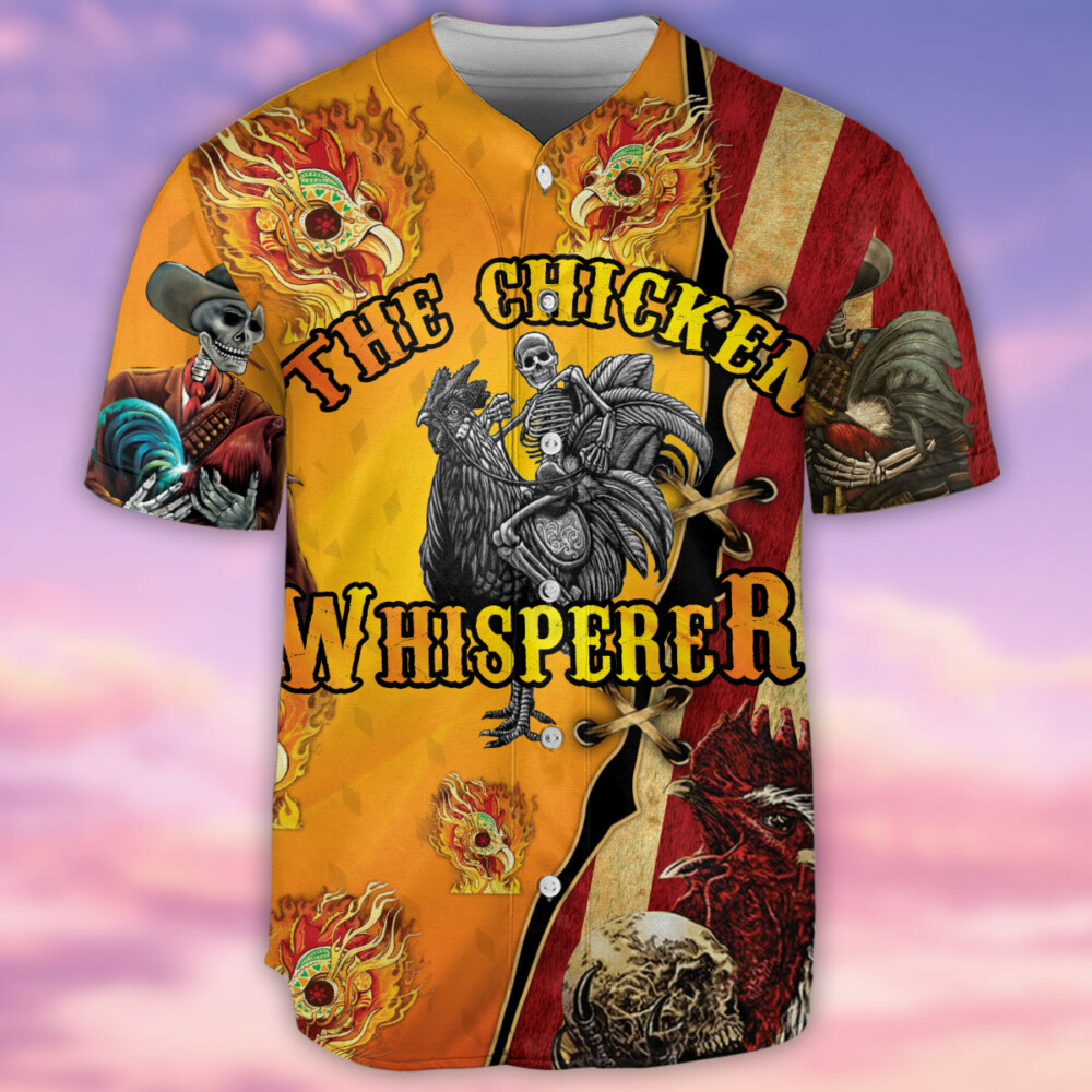 Chicken Farm Skull Chicken Fire - Baseball Jersey - Owl Ohh - Owl Ohh