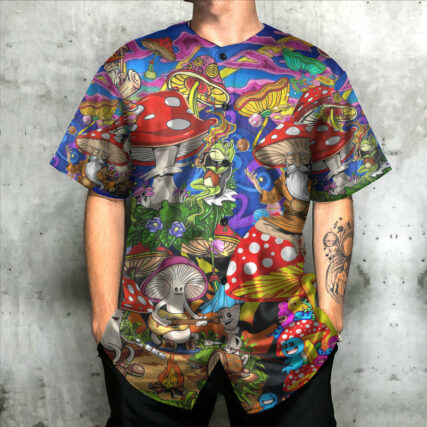 Hippie Mushroom Happy Life - Baseball Jersey - Owl Ohh - Owl Ohh