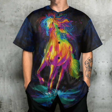Horse Flame Art Style - Baseball Jersey - Owl Ohh - Owl Ohh