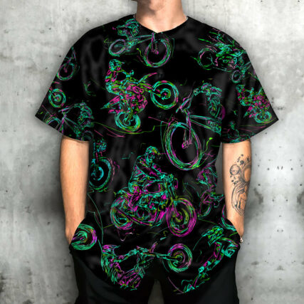 Motorcycle Neon Art Style - Baseball Jersey - Owl Ohh - Owl Ohh