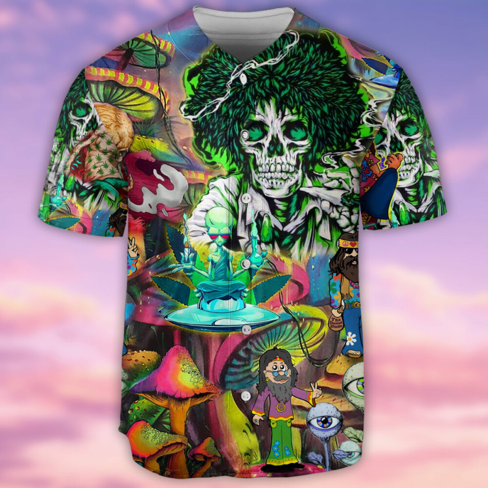 Hippie Skull Peace Life Color - Baseball Jersey - Owl Ohh - Owl Ohh