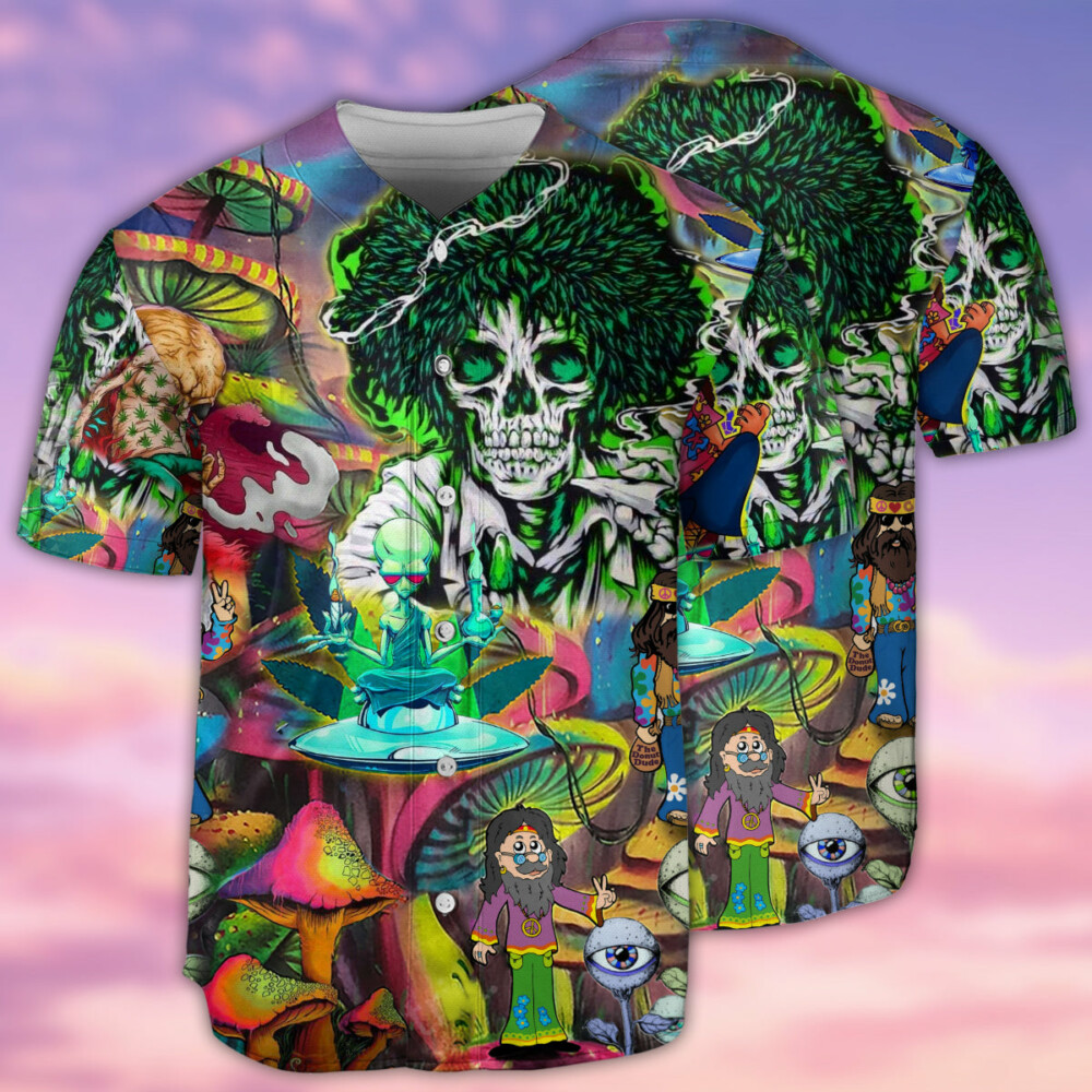 Hippie Skull Peace Life Color - Baseball Jersey - Owl Ohh - Owl Ohh