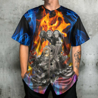 Hot Rod Energy Blue And Red Flame - Baseball Jersey - Owl Ohh - Owl Ohh
