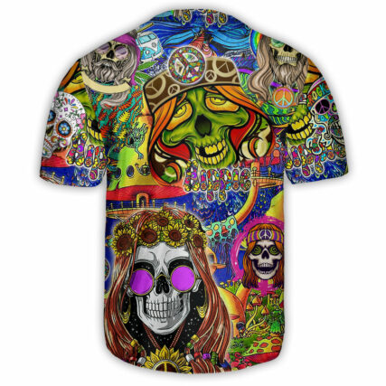 Hippie Skull Rock And Roll - Baseball Jersey - Owl Ohh - Owl Ohh