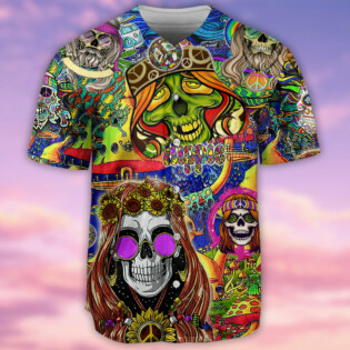 Hippie Skull Rock And Roll - Baseball Jersey - Owl Ohh - Owl Ohh