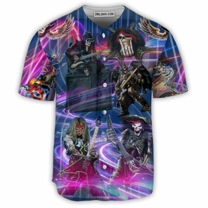 Guitar Music Skull Crazy - Baseball Jersey - Owl Ohh - Owl Ohh