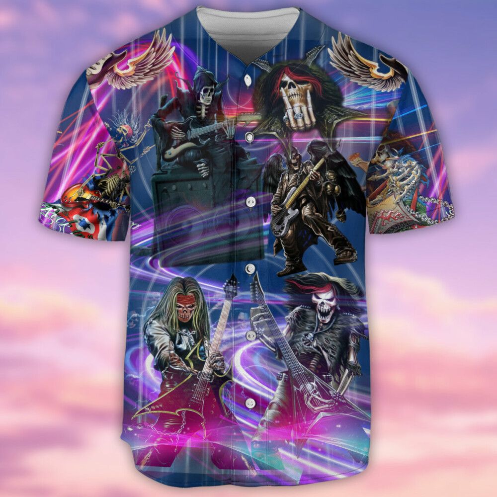 Guitar Music Skull Crazy - Baseball Jersey - Owl Ohh - Owl Ohh