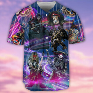 Guitar Music Skull Crazy - Baseball Jersey - Owl Ohh - Owl Ohh