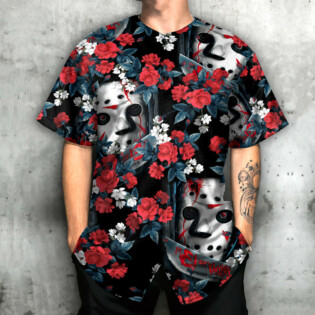 Halloween Jason Voorhees Flower Tropical Style - Baseball Jersey - Owl Ohh-Owl Ohh