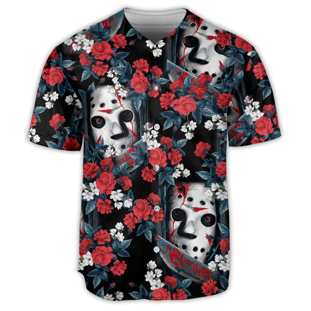 Halloween Jason Voorhees Flower Tropical Style - Baseball Jersey - Owl Ohh-Owl Ohh