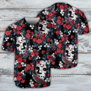 Halloween Jason Voorhees Flower Tropical Style - Baseball Jersey - Owl Ohh-Owl Ohh