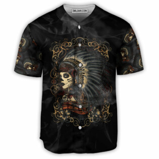 Native Girl Skull Style - Baseball Jersey - Owl Ohh - Owl Ohh