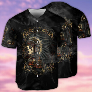 Native Girl Skull Style - Baseball Jersey - Owl Ohh - Owl Ohh
